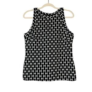 Ann‎ Taylor career wear black and white geo print sweater tank. Size M